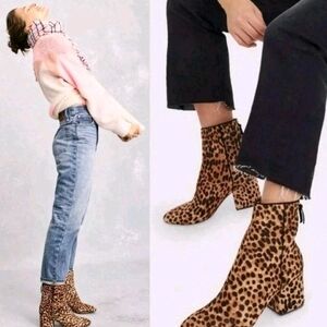 J.CREW Leather Sadie Ankle Boots Leopard Valf hair 8.5 shoes GREAT CONDITION!!!